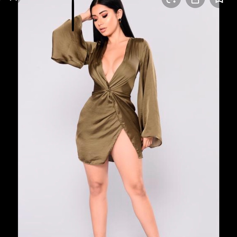 Green satin Fashionova dress